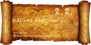 Kürti Klétus névjegykártya